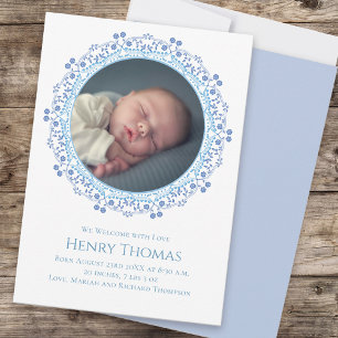 Bébé bleu photo mignon floral personnalisé