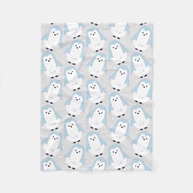 Bébé Bleu Pingouin Motif de couverture polaire (Devant)