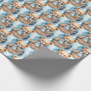 Bébé bleu Teddy Bear Papier cadeau enveloppant