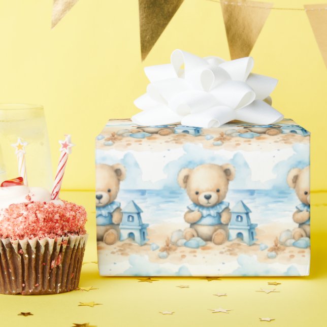 Bébé bleu Teddy Bear Papier cadeau enveloppant (Fête d'anniversaire)
