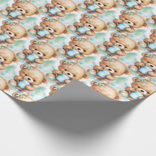 Bébé bleu Teddy Bear Papier cadeau enveloppant
