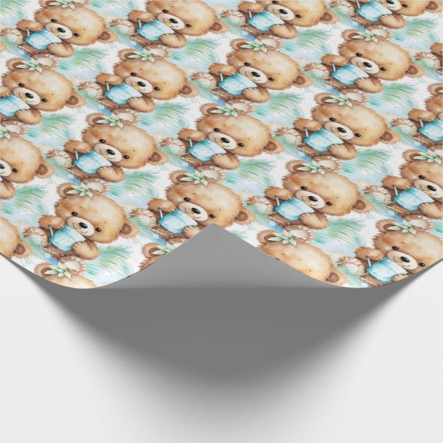 Bébé bleu Teddy Bear Papier cadeau enveloppant (Coin)