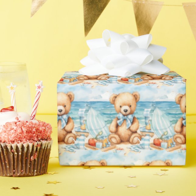 Bébé bleu Teddy Bear Papier cadeau enveloppant (Fête d'anniversaire)