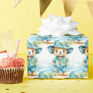 Bébé bleu Teddy Bear Papier cadeau enveloppant