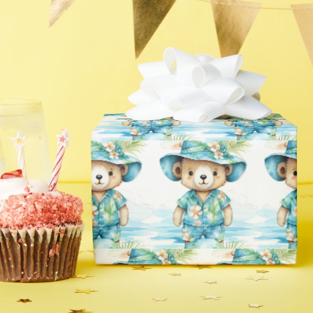 Bébé bleu Teddy Bear Papier cadeau enveloppant (Fête d'anniversaire)