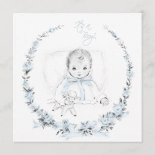 Bébé Bleu Vintage bébé garçon douche Invitation