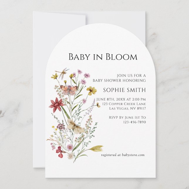 Bébé Botanique Whimsical En Bloom Invitation (Devant)