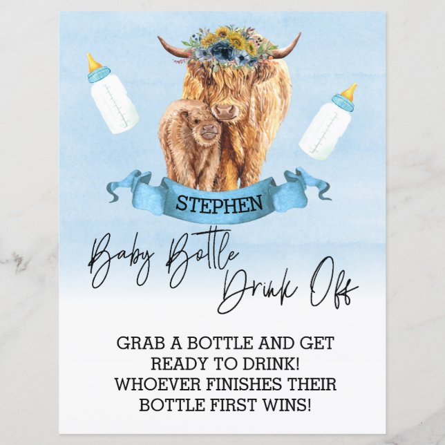 Bébé Bouteille Boire De Jeu Douche Highland Cow (Devant)