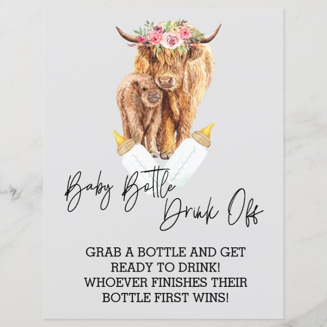 Bébé Bouteille Boire De Jeu Douche Highland Cow (Devant)
