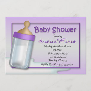 Bébé Bouteille Purple Invitations De Douche Pour B