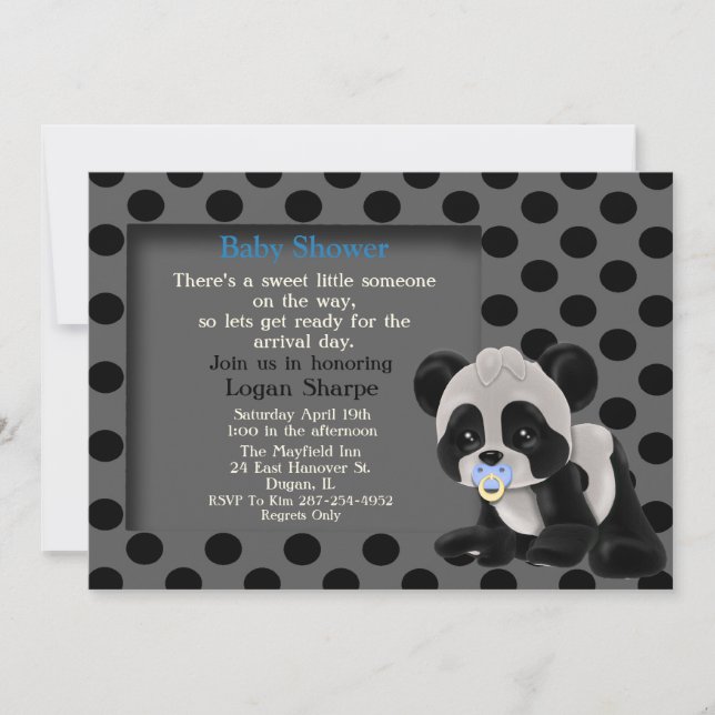 Bébé Boy Panda Bear Baby shower Invitation (Devant)