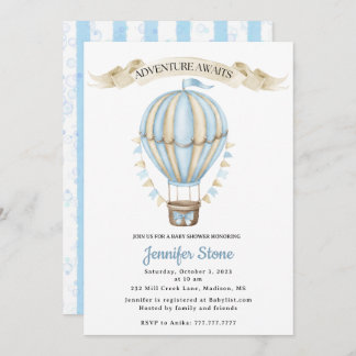 Bébé Boy Shower Invitation - Hot Air Balloon