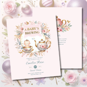 Bébé brassage Baby shower Faire-part Tea Party