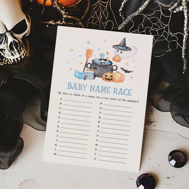 Bébé brasse Bleu Halloween Baby Name Race Jeu (Baby is Brewing Baby Shower Baby Name Race Game)