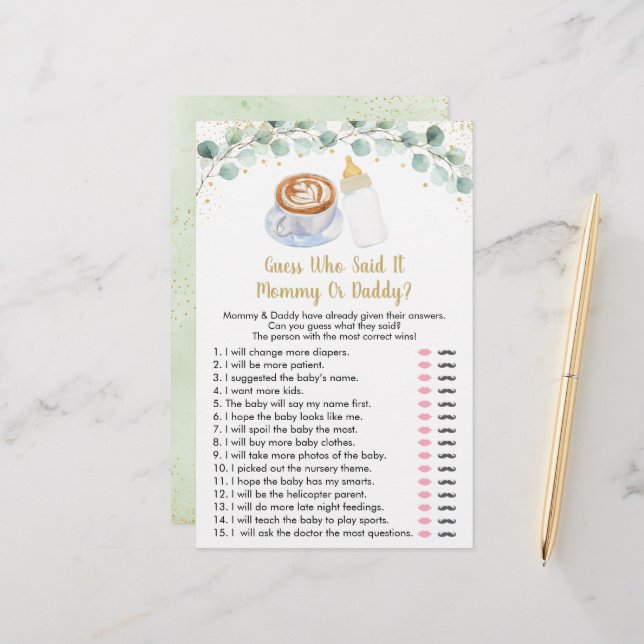 Bébé Brasse Du Café Devinez Qui A Dit Le Jeu (Devant/Arrière en situation)