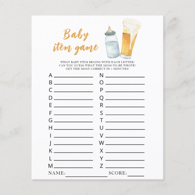 Bébé brasse la bière Baby Shower Jeu d'objets pour (Devant)