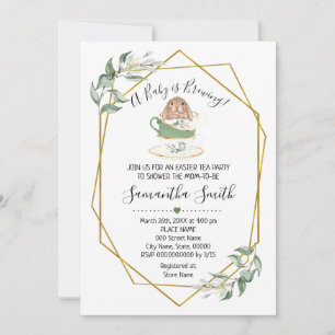 Bébé brasse Thé de Pâques vert invitation douche