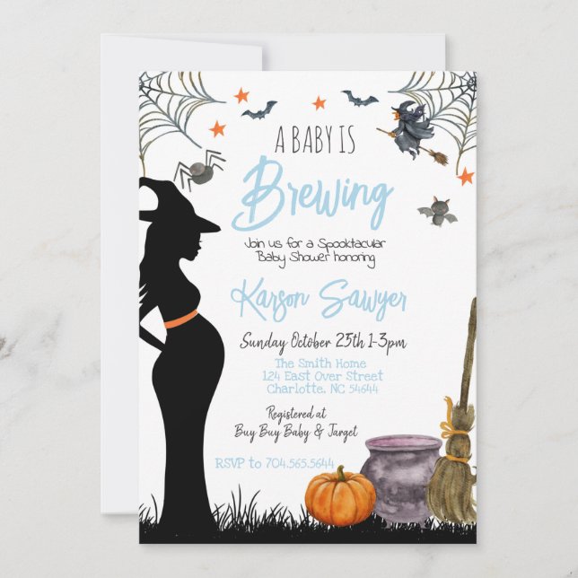 Bébé brasser Halloween Baby shower Invitation (Devant)