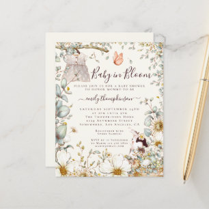 Bébé budget en Fleur fille Invitation de crème de 