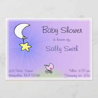 Bébé buggy and moon - Invitations de douches pour