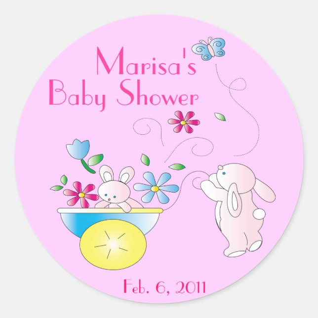 Bébé Bunny Stickers Baby shower personnalisé (Devant)