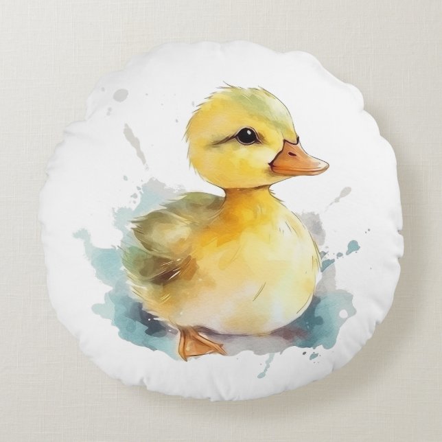 Bébé Canard Coussin rond (Devant)