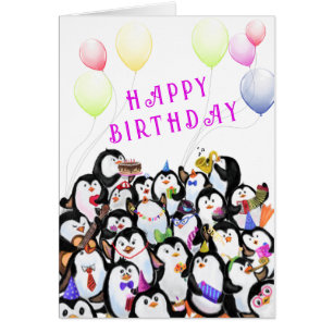 Bébé Carte Anniversaire Bonne fête des pingouins V