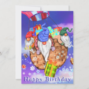 Bébé Carte d'anniversaire Gnomes Vol et donne des