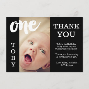Bébé carte de remerciements ęr d'anniversaire noir