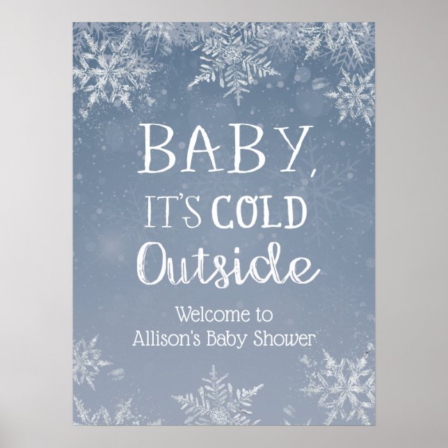 Bébé C'est froid hiver Baby shower Affiche de bien (Devant)