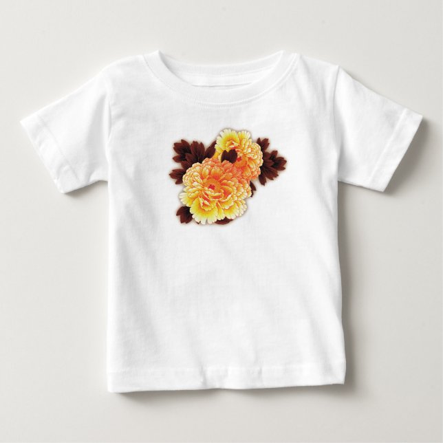 BÉBÉ CHEMISE T-SHIRT POUR TOUT-PETITS AVEC FLEURS NOM P (Devant)