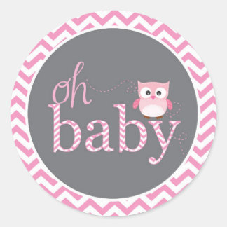 Bébé Chevron Rose Chouette Sticker