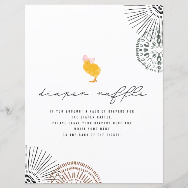 Bébé Chick rose Baby shower de la chaudière Raffle (Devant)