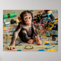 Bébé Chimpanzé affiche "Bungle" imprimé drôle