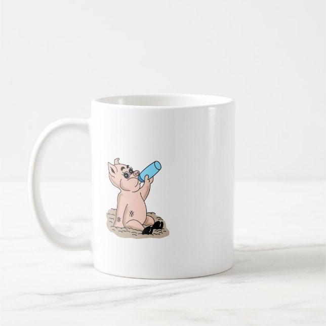 Bébé Cochon dessin dessin café Mug (Gauche)