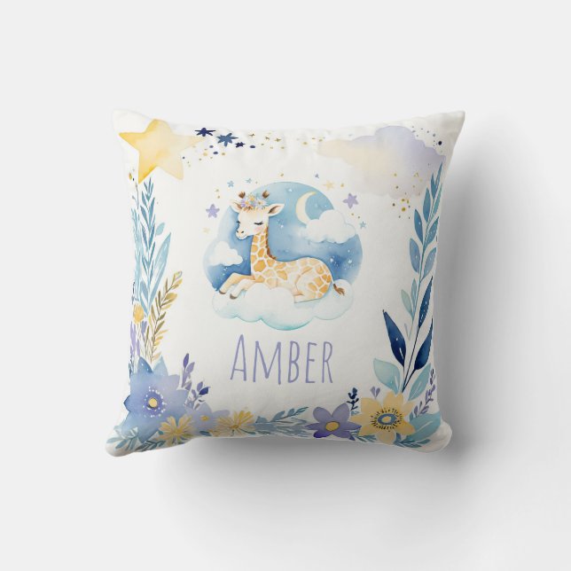 Bébé couchage Giraffe Boho Nom Nursery Coussin (Verso)