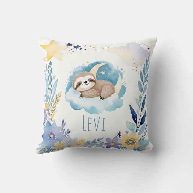 Bébé couchage Sloth Boho Nom Nursery Coussin (Verso)
