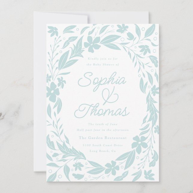 Bébé Couples Bleus Baby shower Invitation (Devant)