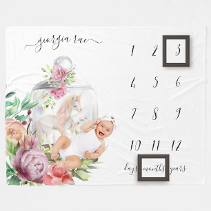 Bébé - Couverture de jalon Unicorne aquarelle