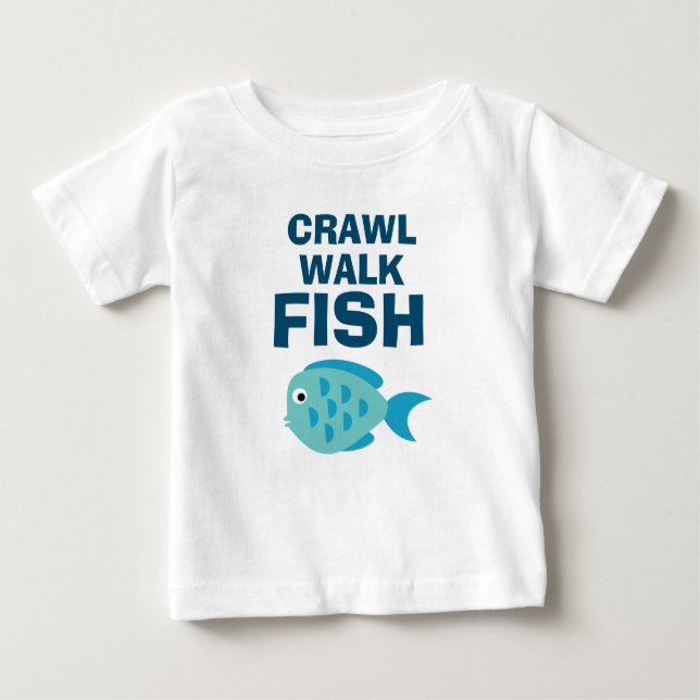 Bébé Crawl Walk Poisson drôle T-shirt de pêche pour béb (Devant)