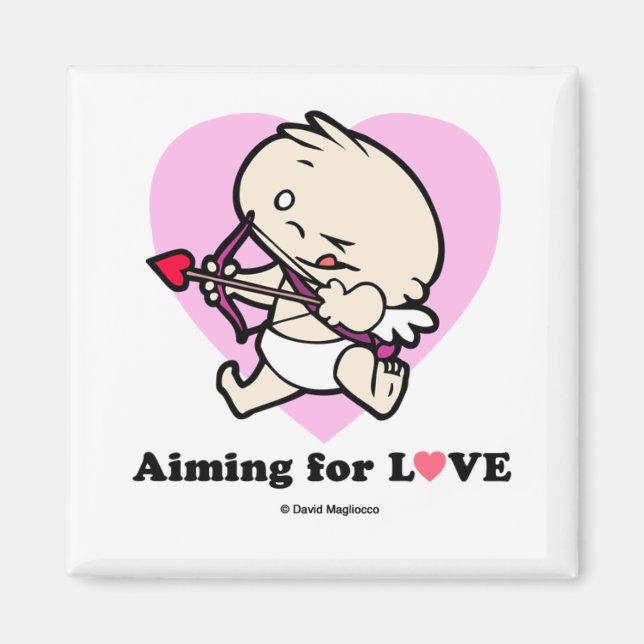 Bébé Cupidé Aimant Pour Magnets Carrés Amoureux (Devant)