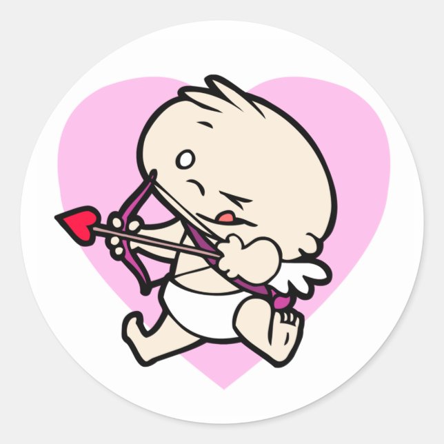 Bébé Cupidé Visant À L'Amour Stickers (Devant)