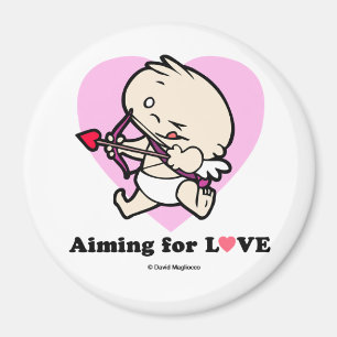 Bébé Cupidé Voulant Pour L'Amour Magnets Ronds