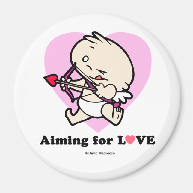 Bébé Cupidé Voulant Pour L'Amour Magnets Ronds (Devant)