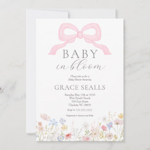 bébé dans Bloom bow Baby shower Invitation