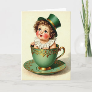 Bébé dans une tasse à thé, carte mignonne