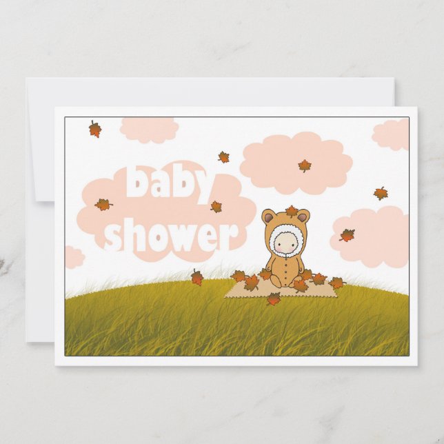 Bébé d'automne en chute Feuille Invitation Baby sh (Devant)