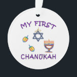 Bébé de Hanoukka<br><div class="desc">Célébrez le premier Chanukah du bébé avec le menorah personnalisé de Hanoukka,  les dreidels et l'étoile juive avec adorable "mon premier Chanukah".</div>