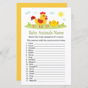 Bébé de poulet Animaux Nom Jeu