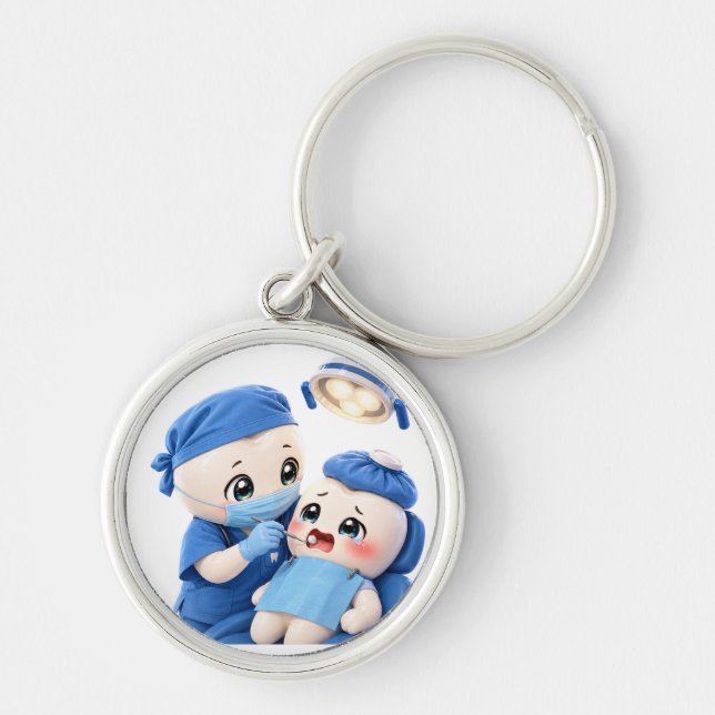 Bébé Dentiste Mignon Porte-Clés Rond (Devant)